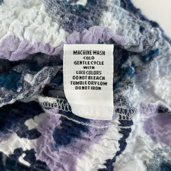 Habitat Clothes to Live In Mixed Print Blouse Size XL Crinkle Artsy 3/4 Sleeve - Picture 11 of 11